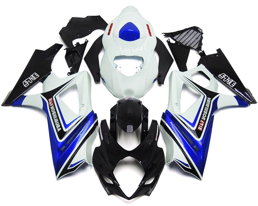 Shop Suzuki GSXR1000 Fairings (2007-2008) White, Blue, Black Yoshimura at KingsMotorcycleFairings.com