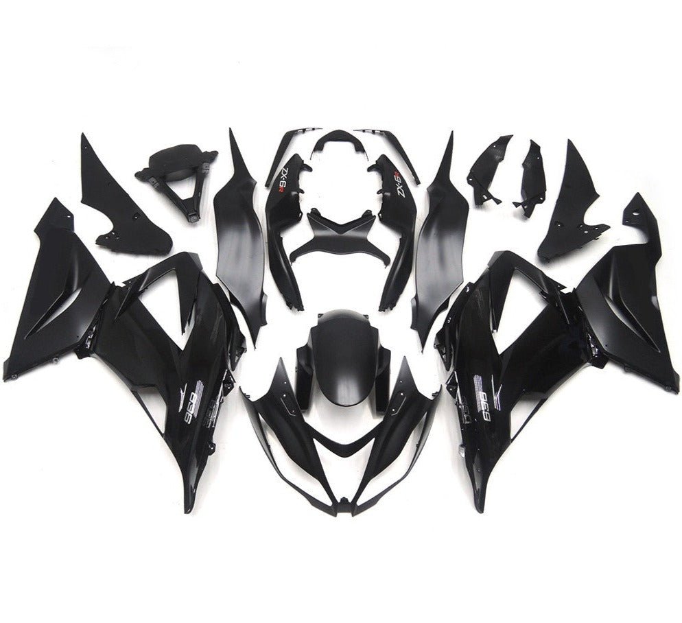 Gloss Black and Matte Black Fairing Kit for a 2013, 2014, 2015, 2016, 2017 & 2018 Kawasaki ZX-6R 636 motorcycle