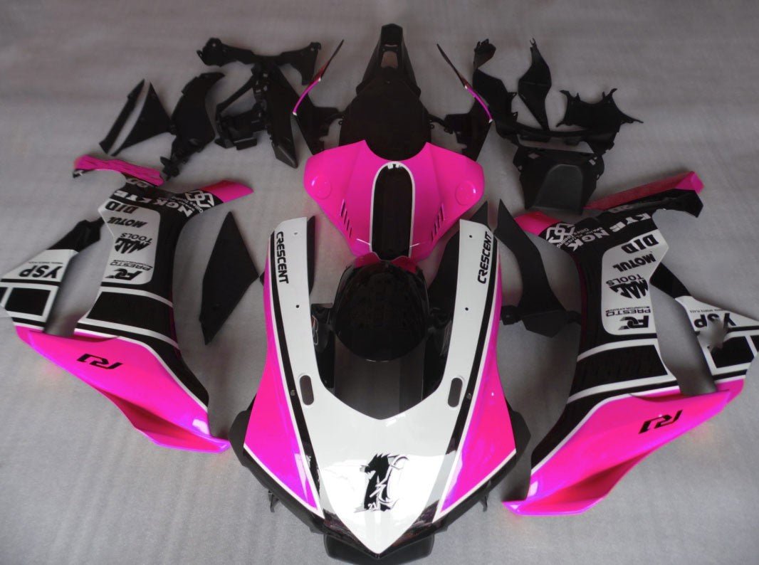 Pink, White and Black Fairing Kit for a 2015, 2016, 2017, 2018 & 2019 Yamaha YZF-R1 motorcycle