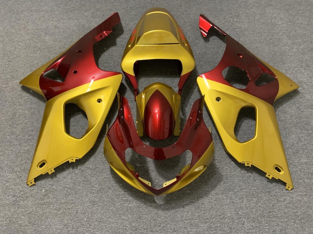 Gold and Red Fairing Kit for a 2000, 2001 & 2002 Suzuki GSX-R1000 motorcycle