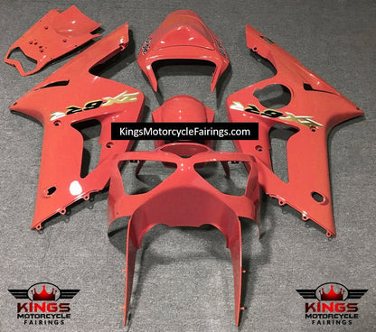 Fairing kit for a Kawasaki ZX6R 636 (2003-2004) Red Grapefruit, Gold & Black