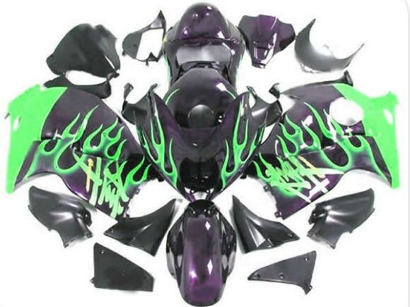 Suzuki GSXR1300 Hayabusa (1999-2007) Black & Green Flame Fairings