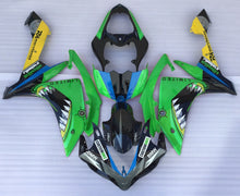 Black and Green Shark Teeth Fairing Kit for a 2007 & 2008 Yamaha YZF-R1 motorcycle