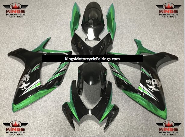 Suzuki GSXR600 (2006-2007) Green, Black & Silver Marine Fairings