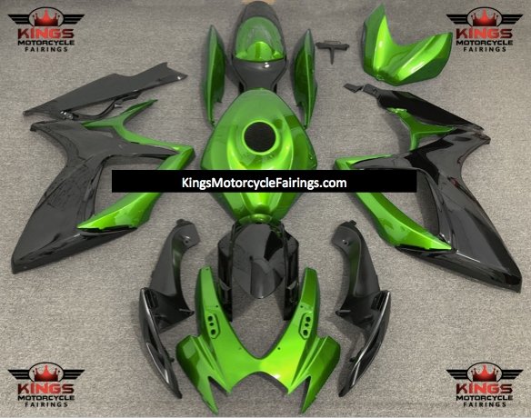 Green and Black Fairing Kit for a 2006 & 2007 Suzuki GSX-R750 motorcycle