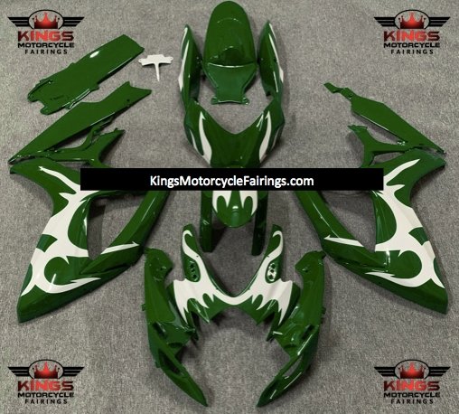 Green and White Tribal Fairing Kit for a 2006 & 2007 Suzuki GSX-R750 motorcycle