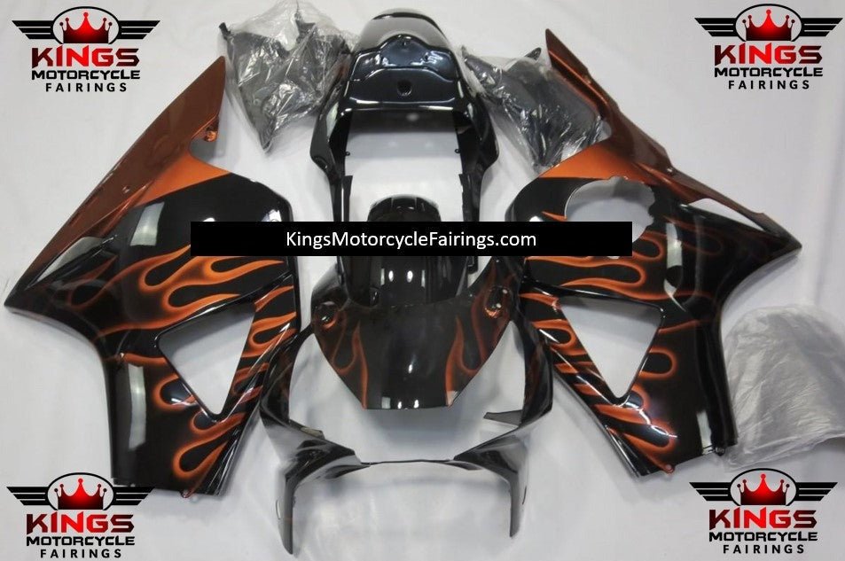 HONDA CBR900RR 954 (2002-2003) Black & Orange Flame Fairings at KingsMotorcycleFairings.com