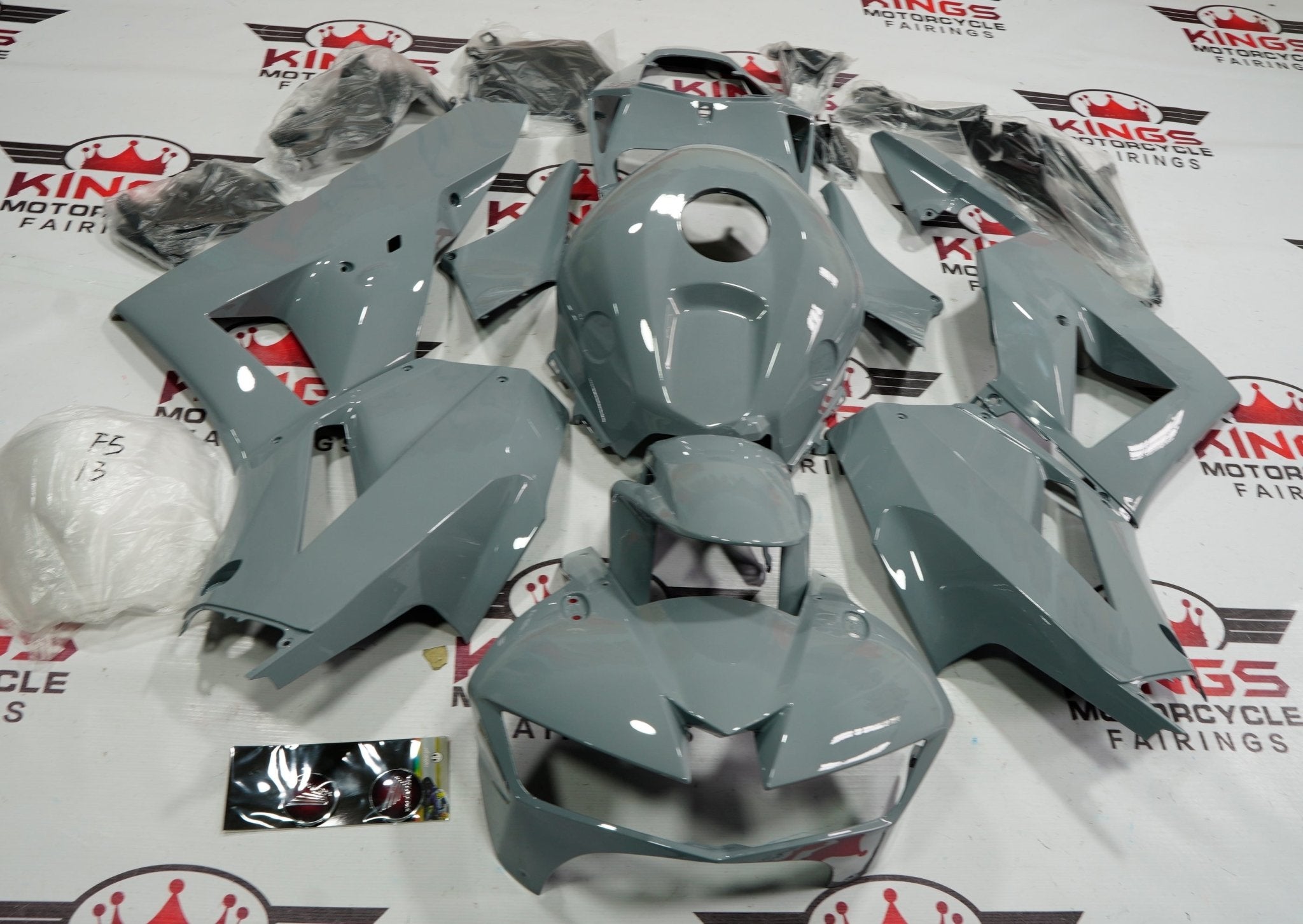 Dark Nardo Gray Fairing Kit for a 2013-2023 Honda CBR600RR motorcycle by KingsMotorcycleFairings.com