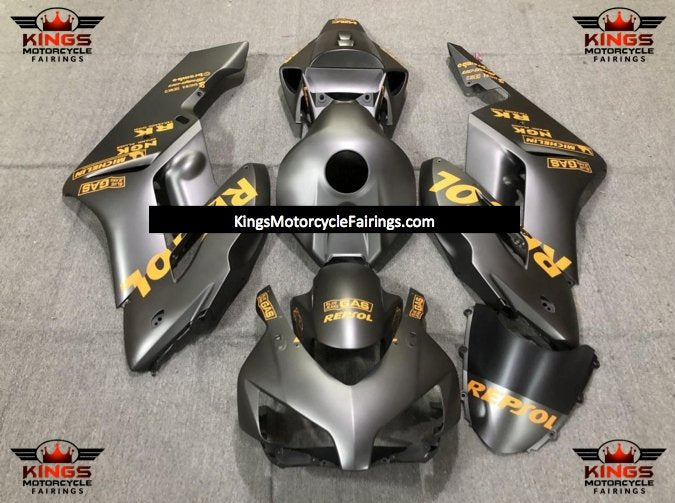 Honda CBR1000RR Fairings (2004-2005) Matte Black, Orange Repsol at KingsMotorcycleFairings.com