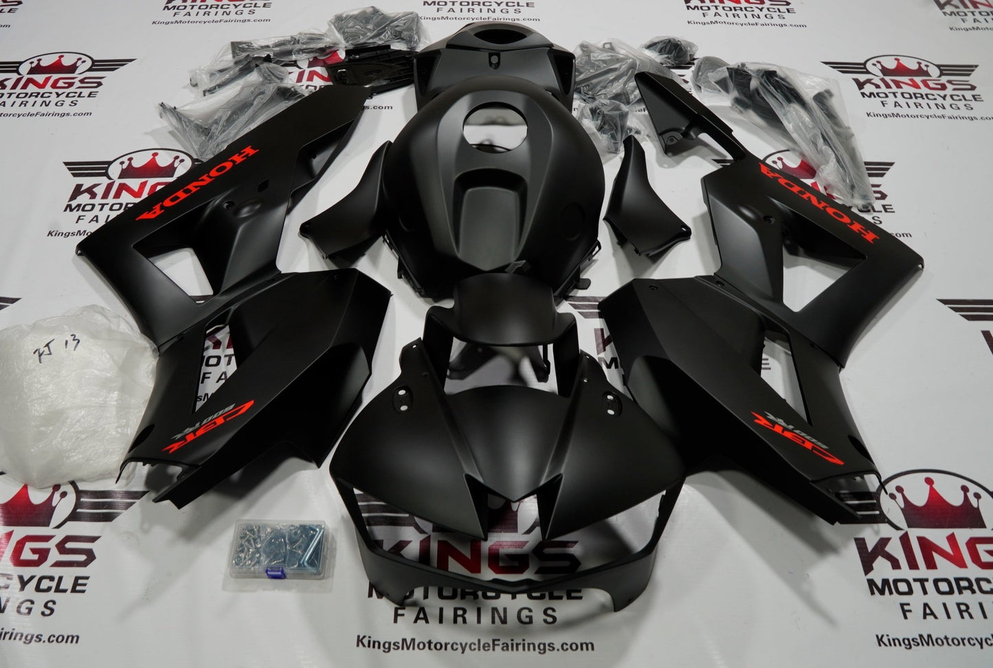 Honda CBR600RR (2013-2023) Matte Black, Red Fairings at KingsMotorcycleFairings.com