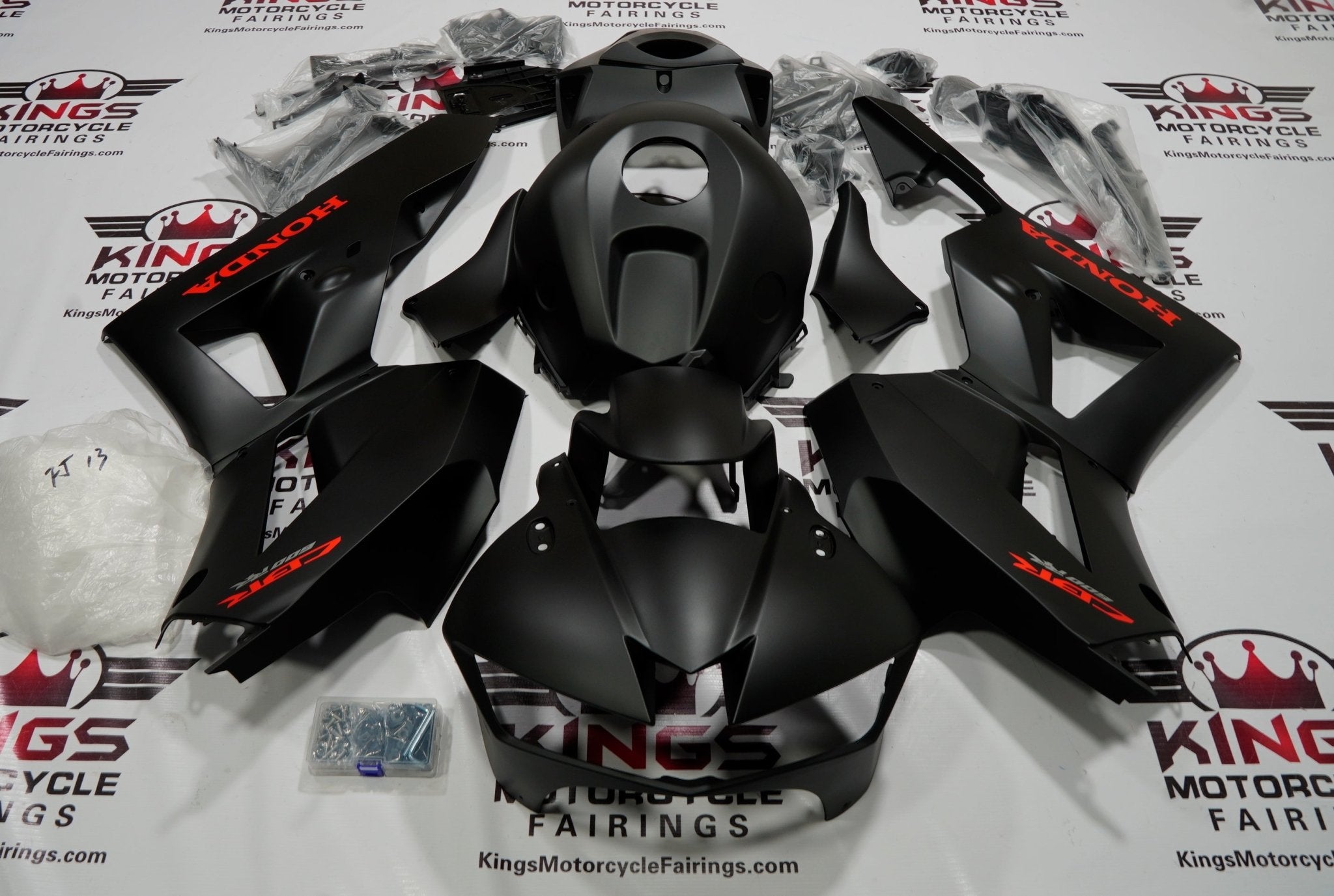 Honda CBR600RR (2013-2023) Matte Black, Red Fairings at KingsMotorcycleFairings.com