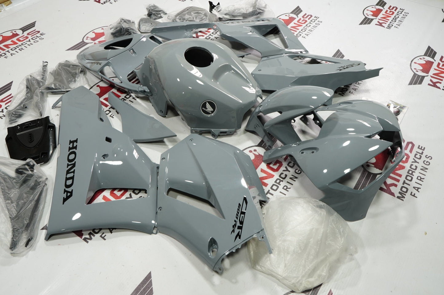 Honda CBR600RR Fairing Kit (2013-2023) Nardo Gray, Black at KingsMotorcycleFairings.com