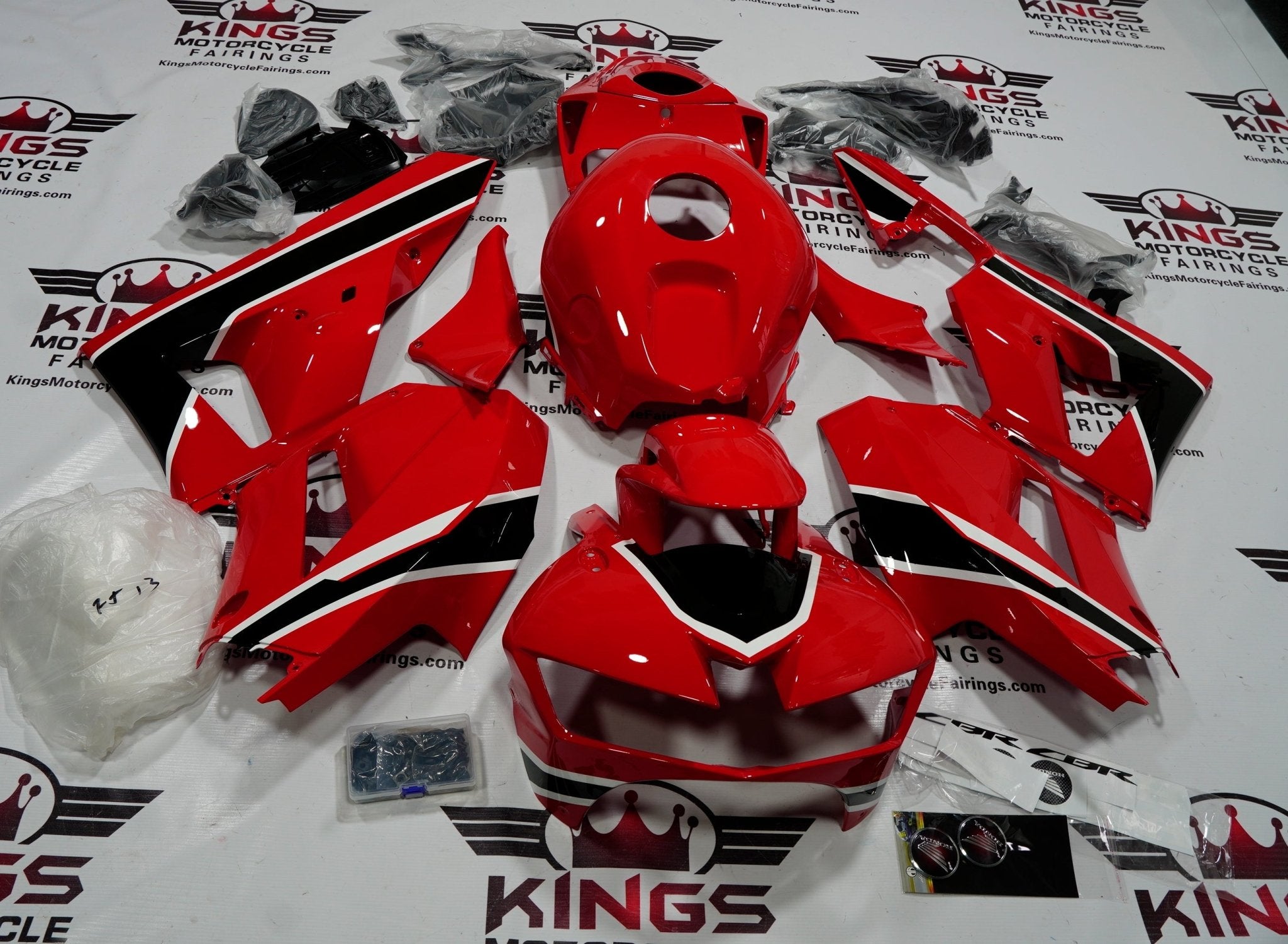 Honda CBR600RR Fairings (2013-2023) Red, Black, White at KingsMotorcycleFairings.com