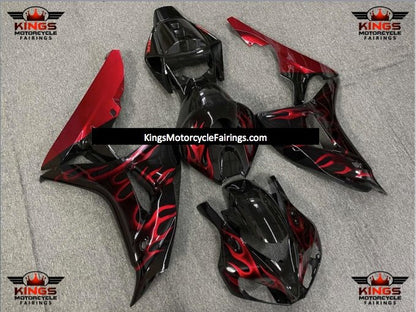 Honda CBR 1000RR Fairings (2006-2007) Black, Red Flame at KingsMotorcycleFairings.com