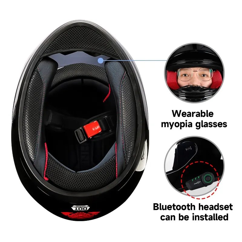 The HNJ Full-Face Motorcycle Helmet with Cat Ears is brought to you by Kings Motorcycle Fairings