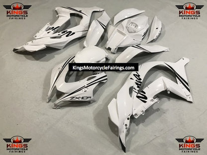 Kawasaki ZX10R Fairings (2016-2020) White, Black at KingsMotorcycleFairings.com
