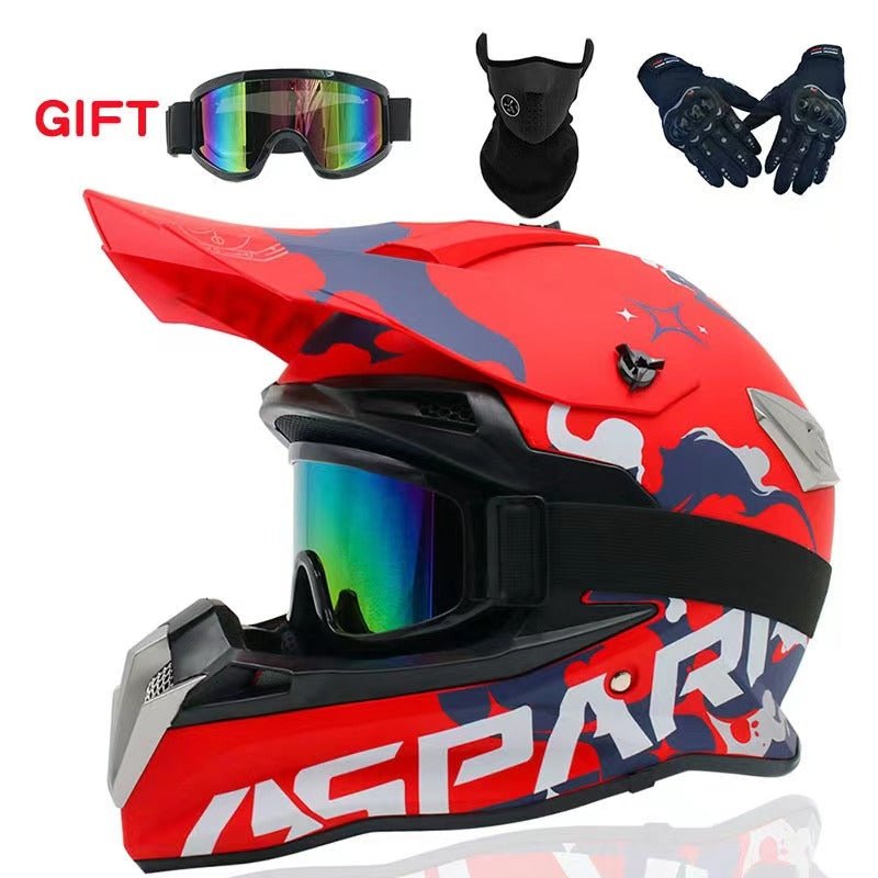 Motocross Helmet - Matte Red, Gray, White & Silver Splash at KingsMotorcycleFairings.com