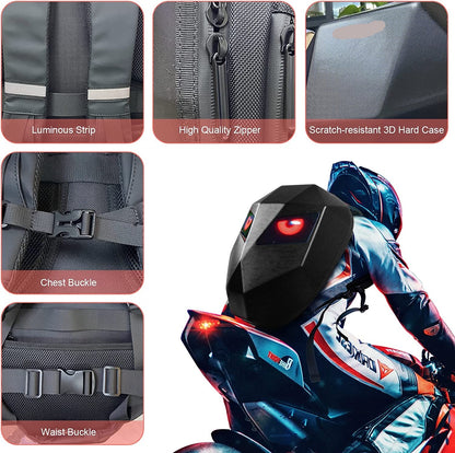 LED Hard Shell Waterproof Motorcycle Helmet Backpack is brought to you by Kings Motorcycle Fairings - KingsMotorcycleFairings.com