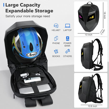 LED Hard Shell Waterproof Motorcycle Helmet Backpack is brought to you by Kings Motorcycle Fairings - KingsMotorcycleFairings.com