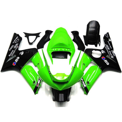 Green and Black Elf Fairing Kit for a 2003 & 2004 Kawasaki ZX-6R 636 motorcycle