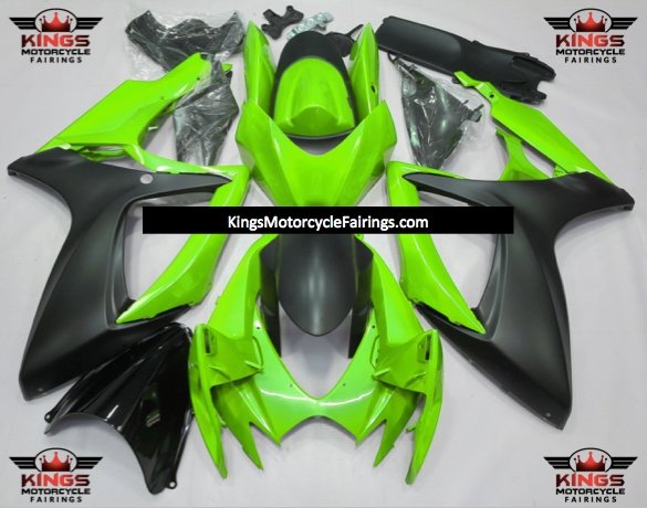 Suzuki GSXR600 Fairings (2006-2007) Lime Green, Matte Black at KingsMotorcycleFairings.com