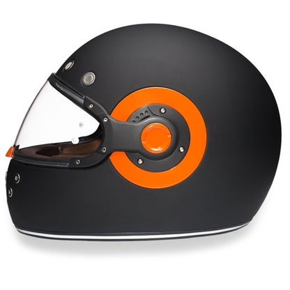 KINGS MATTE BLACK & ORANGE DAYTONA RETRO MOTORCYCLE HELMET - R1O