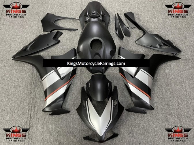 Matte Black, Silver and Orange Fairing Kit for a 2012, 2013, 2014, 2015 & 2016 Honda CBR1000RR motorcycle