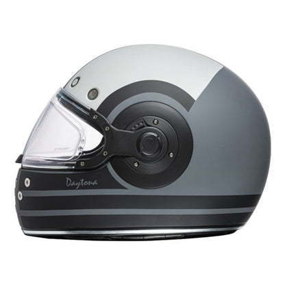 KINGS MATTE GRAY, BLACK & WHITE DAYTONA RETRO MOTORCYCLE HELMET - R6R
