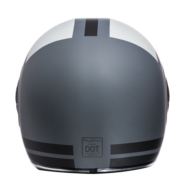 KINGS MATTE GRAY, BLACK & WHITE DAYTONA RETRO MOTORCYCLE HELMET - R6R