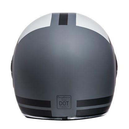 KINGS MATTE GRAY, BLACK & WHITE DAYTONA RETRO MOTORCYCLE HELMET - R6R