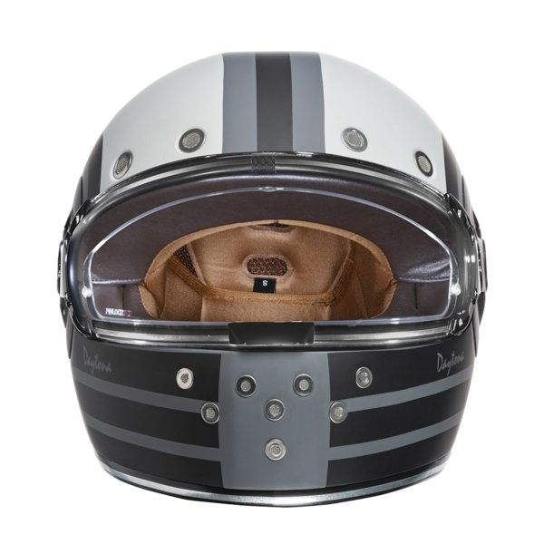 KINGS MATTE GRAY, BLACK & WHITE DAYTONA RETRO MOTORCYCLE HELMET - R6R