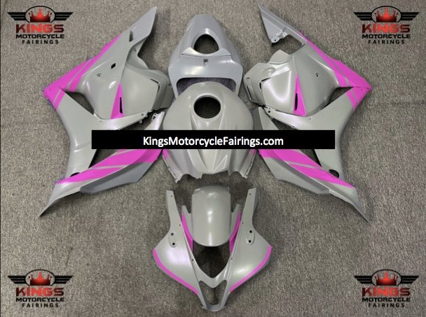 Matte Nardo Gray and Pink Fairing Kit for a 2009, 2010, 2011 & 2012 Honda CBR600RR motorcycle