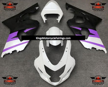 Matte White, Purple and Black Fairing Kit for a 2004 & 2005 Suzuki GSX-R600 motorcycle