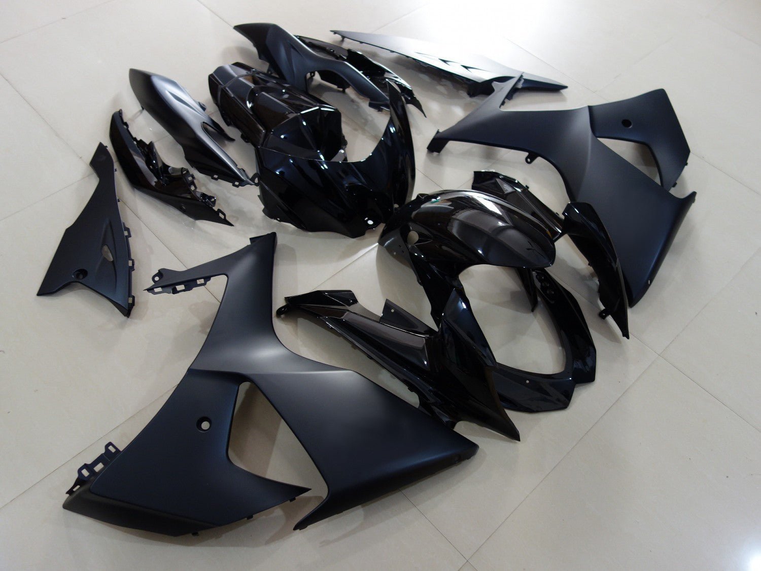 Matte Black and Gloss Black Fairing Kit for a 2009, 2010, 2011, 2012, 2013, 2014, 2015 & 2016 Suzuki GSX-R1000 motorcycle