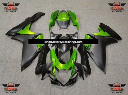 Suzuki GSXR600 (2011-2023) Matte Black & Green Fairings at KingsMotorcycleFairings.com