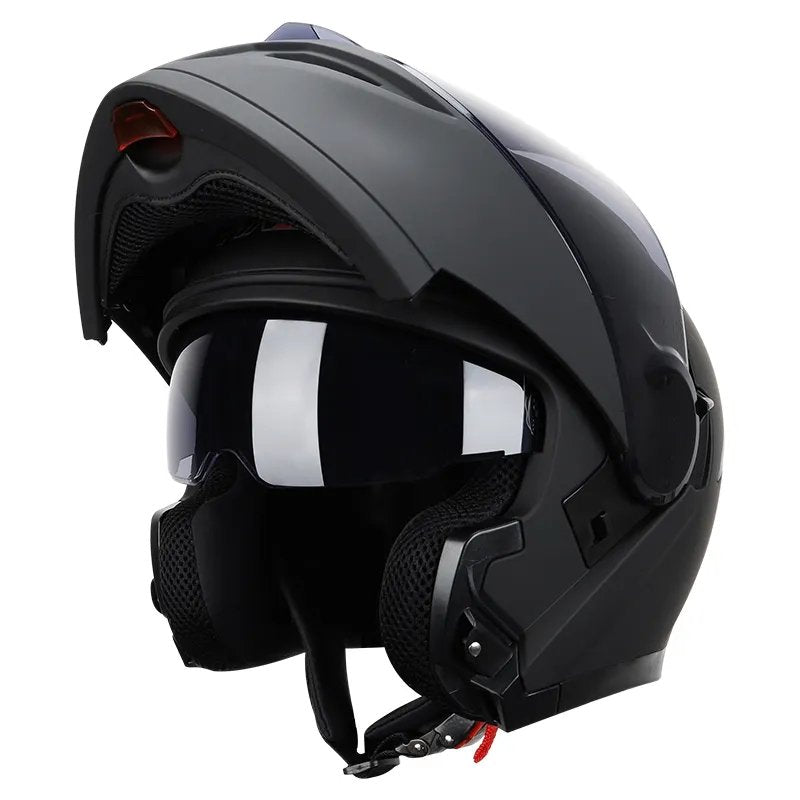 Matte Black HNJ Modular Full-Face Motorcycle Helmet with Horns brought to you by KingsMotorcycleFairings.com