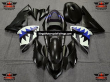 Fairing kit for a Kawasaki ZX10R (2004-2005) Matte Black, Blue & White Shark Teeth