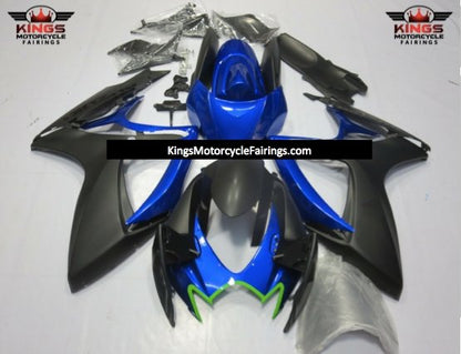 Suzuki GSXR600 (2006-2007) Matte Black, Blue & Green Fairings