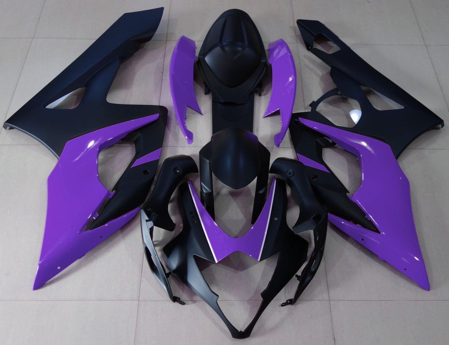 Matte Black and Purple Fairing Kit for a 2005 & 2006 Suzuki GSX-R1000 motorcycle