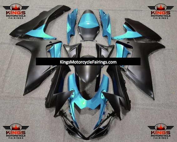 Suzuki GSXR750 (2011-2021) Matte Black & Turquoise Blue Fairings
