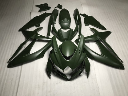 Matte Dark Green Fairing Kit for a 2008, 2009, & 2010 Suzuki GSX-R600 motorcycle