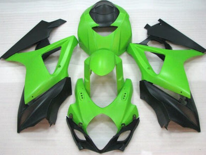 Matte Green and Matte Black Fairing Kit for a 2007 & 2008 Suzuki GSX-R1000 motorcycle
