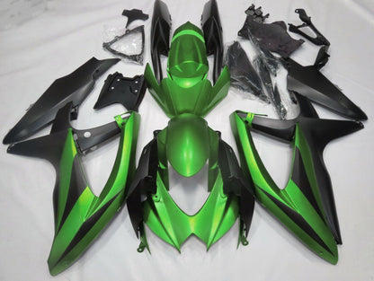 Matte Green and Matte Black Fairing Kit for a 2008, 2009 & 2010 Suzuki GSX-R750 motorcycle