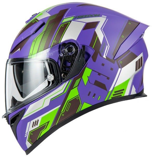 Matte Purple, Silver & Green Ryzen Motorcycle Helmet at KingsMotorcycleFairings.com