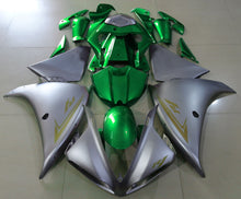 Matte Silver, Gold and Green Fairing Kit for a 2009, 2010 & 2011 Yamaha YZF-R1 motorcycle