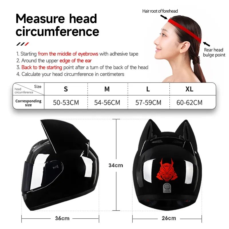 The HNJ Full-Face Motorcycle Helmet with Cat Ears is brought to you by Kings Motorcycle Fairings