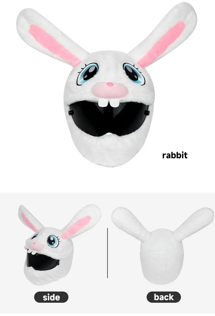 White & Pink Rabbit Cartoon Motorcycle Helmet Cover is brought to you by KingsMotorcycleFairings.com