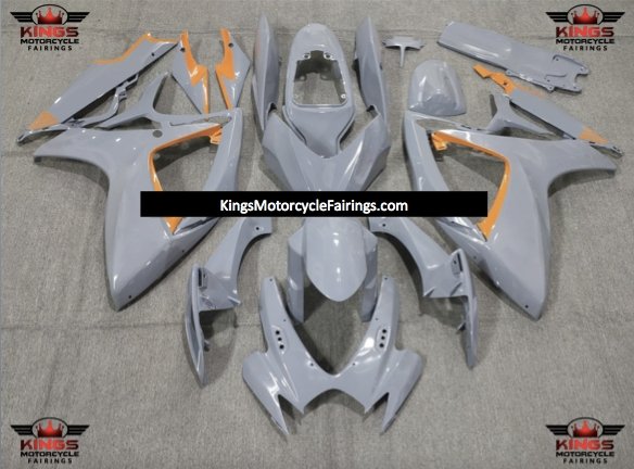 Nardo Gray and Orange Fairing Kit for a 2006 & 2007 Suzuki GSX-R750 motorcycle