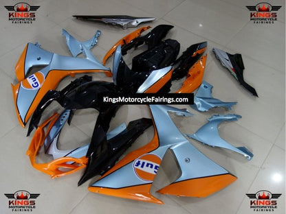 Orange, Light Blue and Black Gulf Fairing Kit for a 2009, 2010, 2011, 2012, 2013, 2014, 2015 & 2016 Suzuki GSX-R1000 motorcycle
