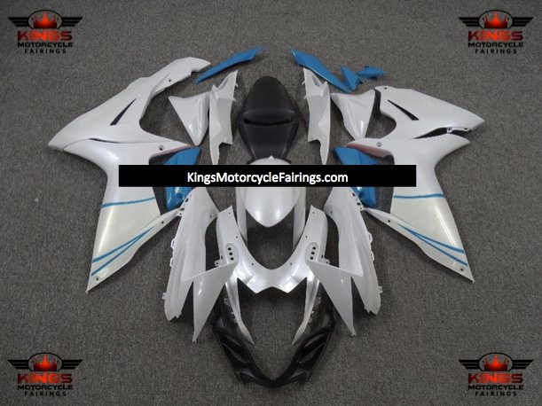 Suzuki GSXR750 (2011-2021) Pearl White & Light Blue Fairings